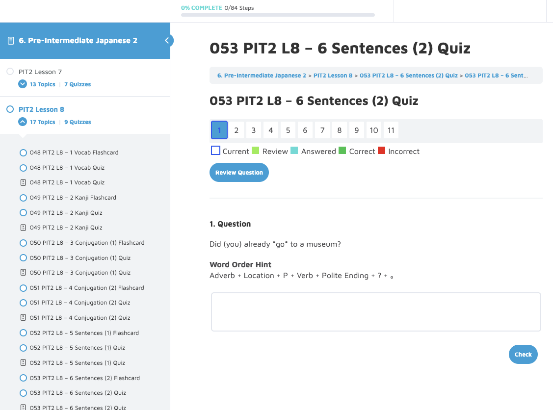 JP Class Study Room Quizzes
